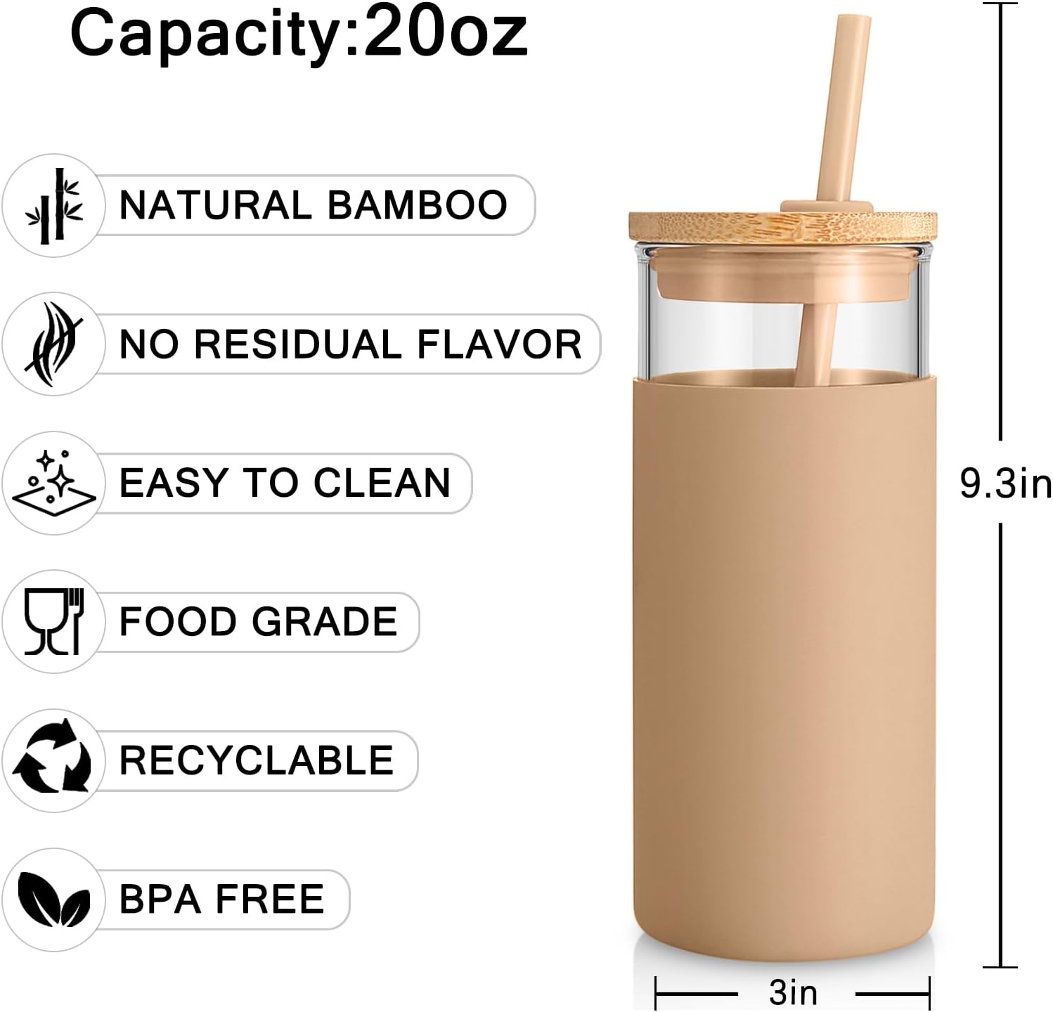 Thumbnail 2 de Tronco 20 oz Glass Tumbler with Lid and Straw