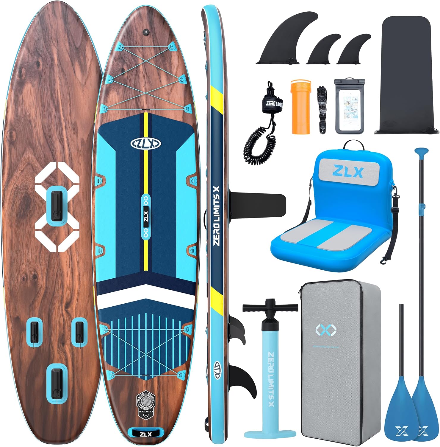 Detalle de ZLX 11'6" x 35" Inflatable Paddle Board for Adults — Extra-Wide Stability with Center Fin