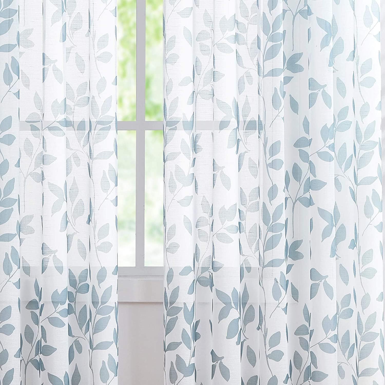 Detalle 1 de Treatmentex Cortinas Transparentes con Patrones de Hojas