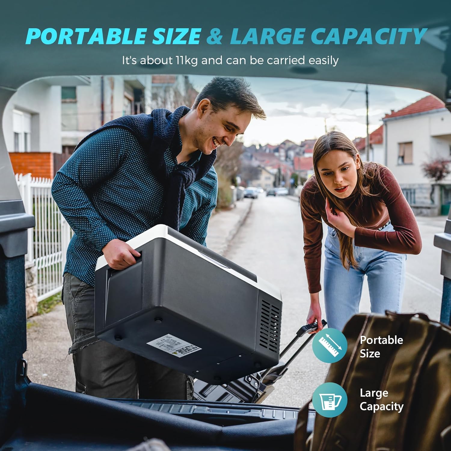 Thumbnail 2 de EUHOMY 18L Car Fridge Compressor Freezer (APP & Bluetooth control, -20°C~20°C, 12/24V DC & 100-240V AC)