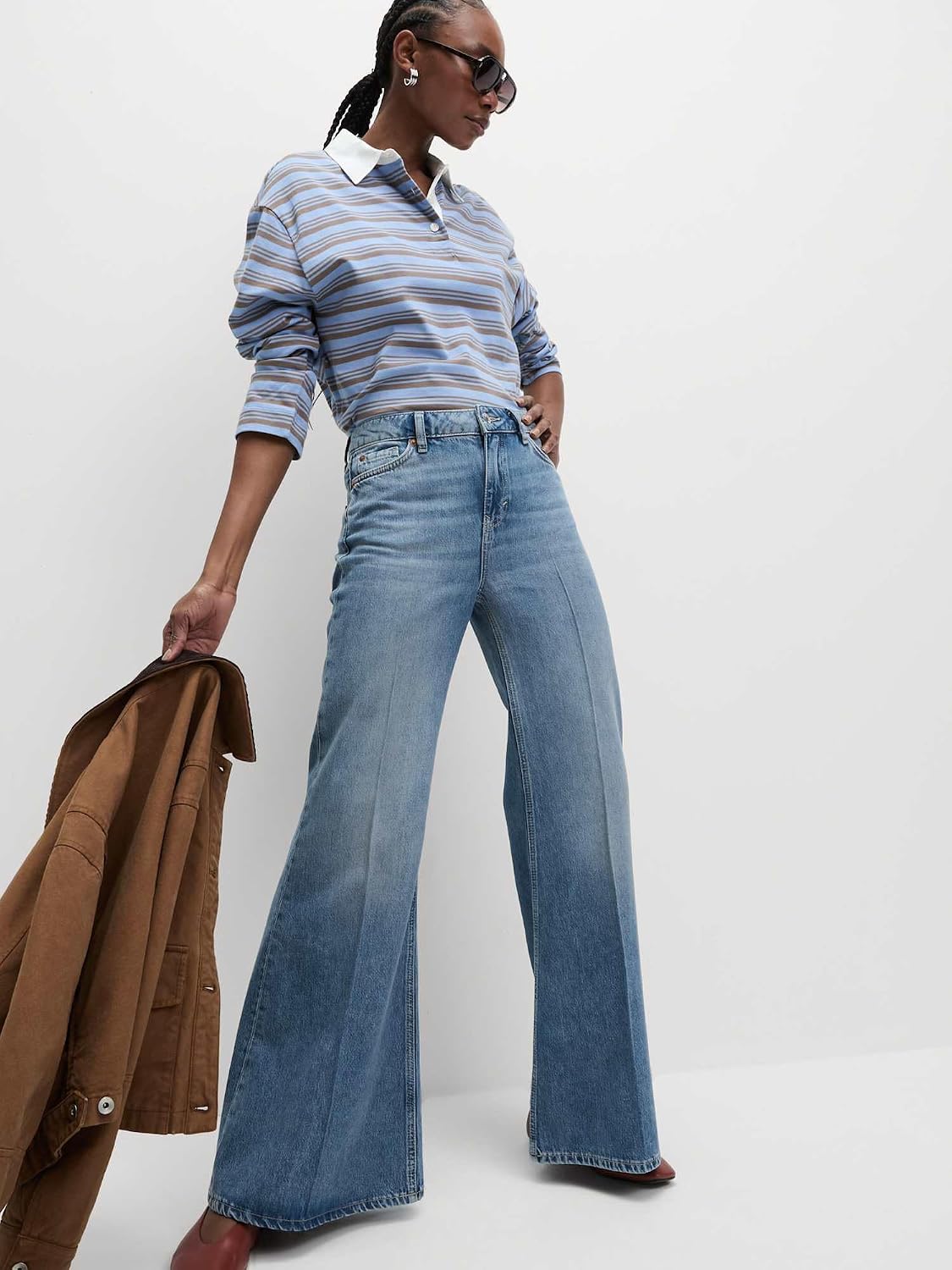 Detalle de Marks & Spencer M&S Collection flarejeans voor dames met halfhoge taille en stretch