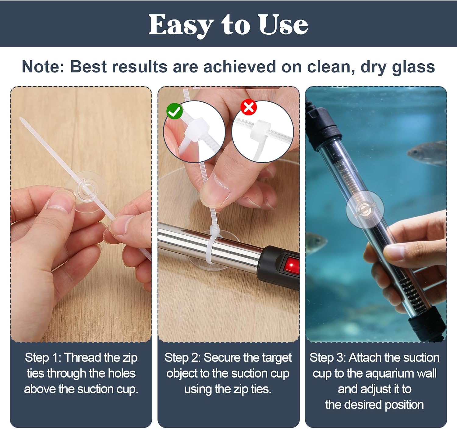 Thumbnail 4 de 40 Pcs Aquarium Suction Cups with 40 White Cable Ties – Practical Set for Tank Accessories