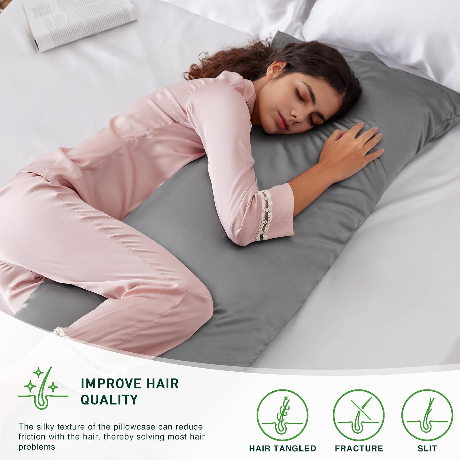 Detalle de Love's cabin satin body pillowcase 20" x 54