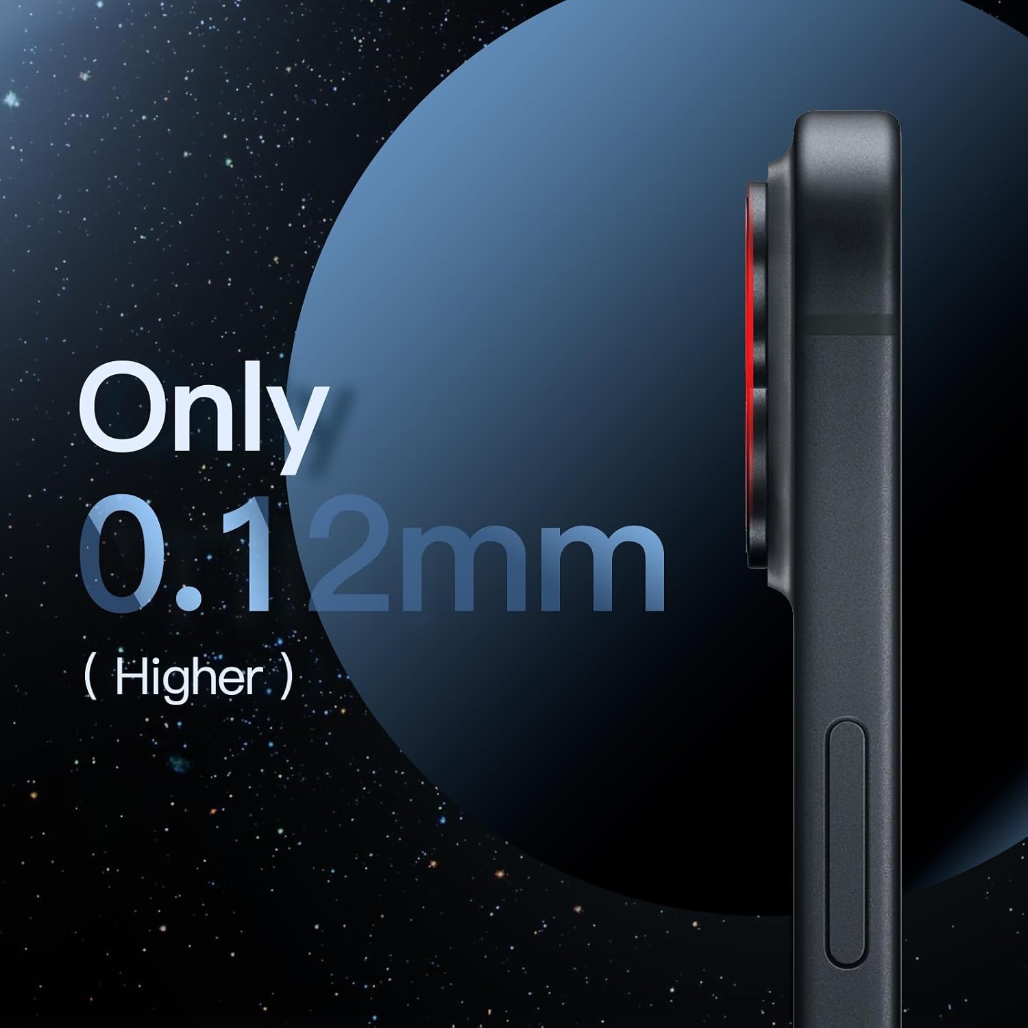 Detalle de JETech kameralinsskydd för iPhone 15/15 Plus, midnatt, 9H-glas