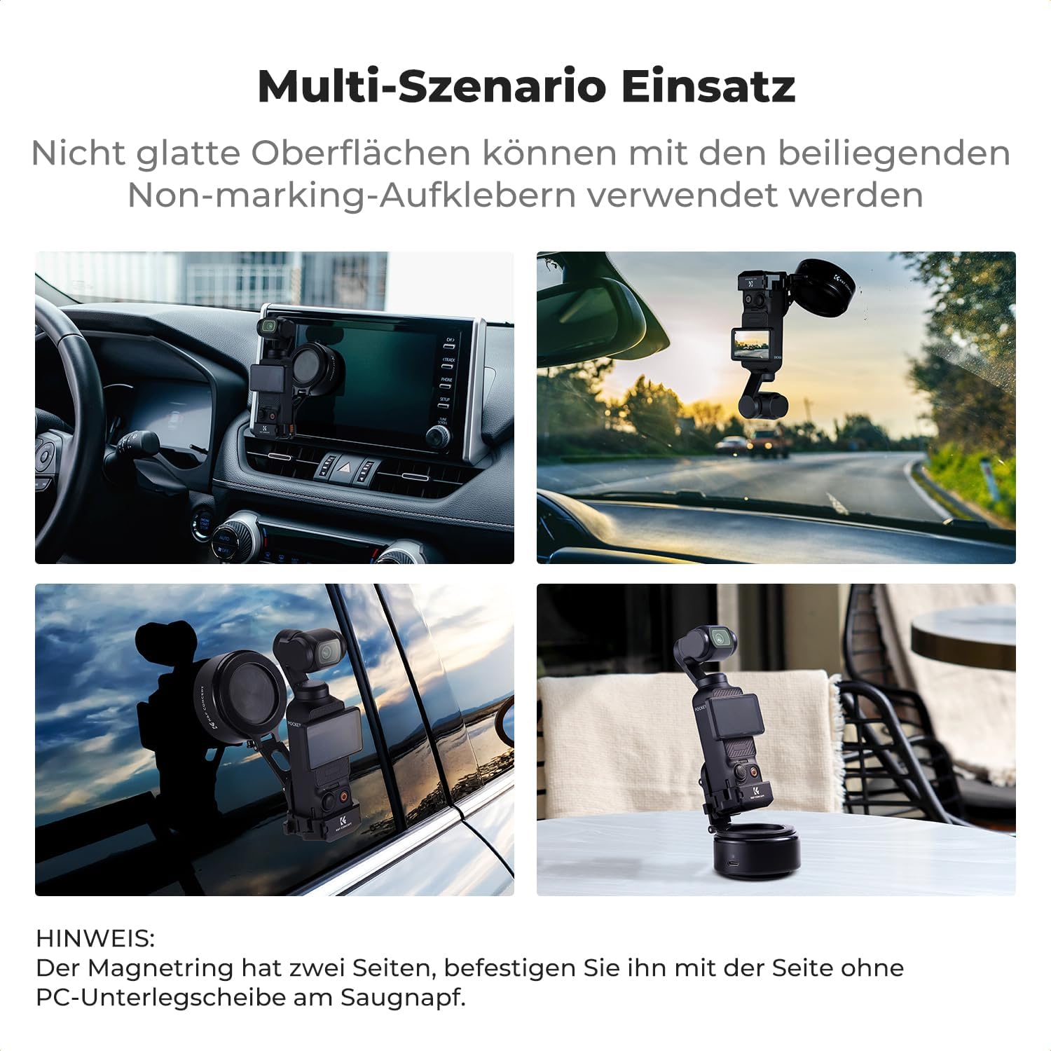 Thumbnail 6 de K&F CONCEPT elektrische Magnethalterung mit Vakuum-Saugnapf für DJI Osmo Pocket 3