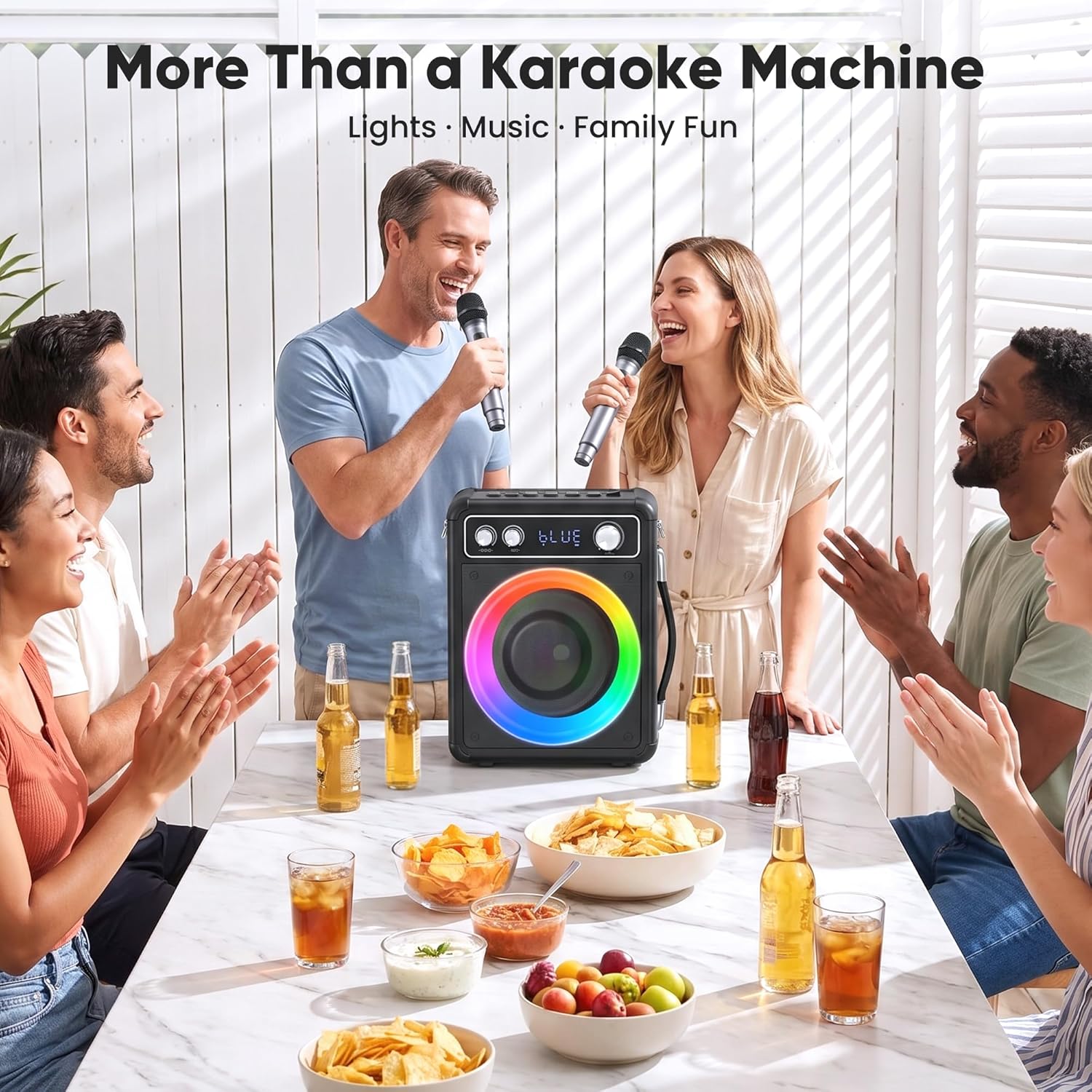 Detalle de VOSOCO Karaoke Machine with 2 Wireless Microphones and Bluetooth 5.2