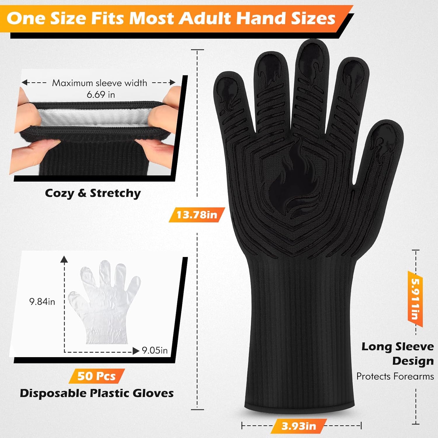 Detalle 2 de BBQ Gloves 1472°F heat resistant gloves