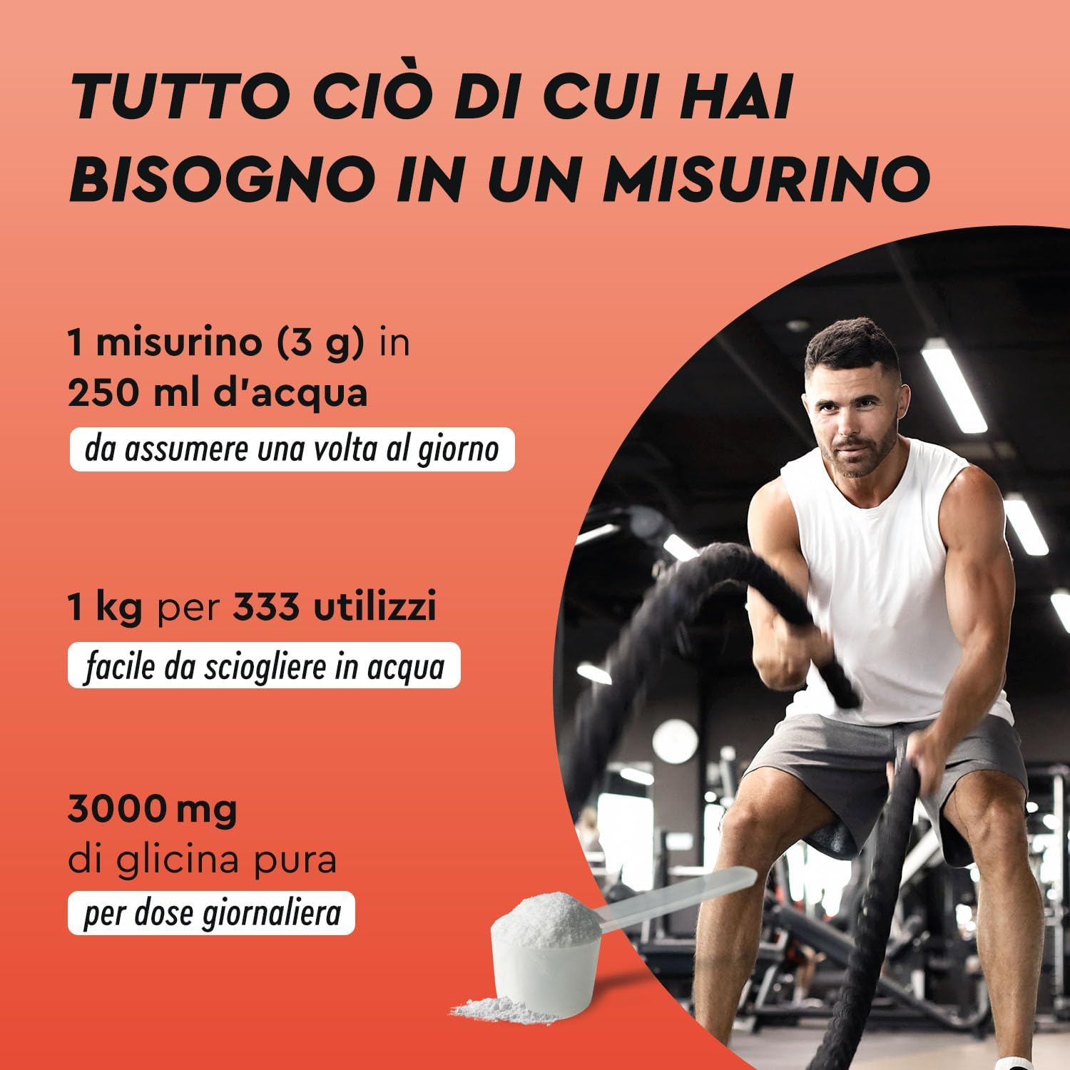 Detalle 2 de Gloryfeel Glicina in Polvere 1 kg 3000 mg al giorno