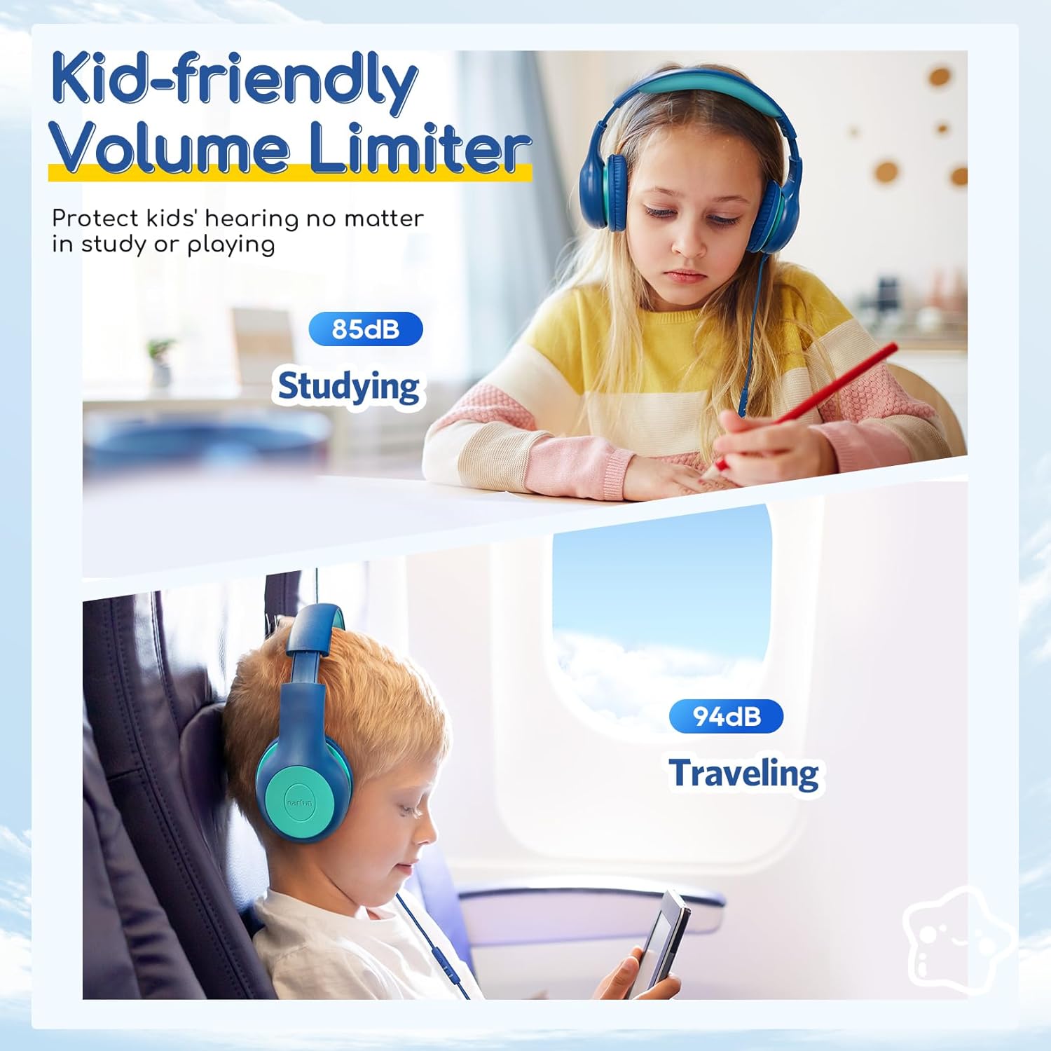 Detalle de EarFun Kids Headphones 85dB wired headphones