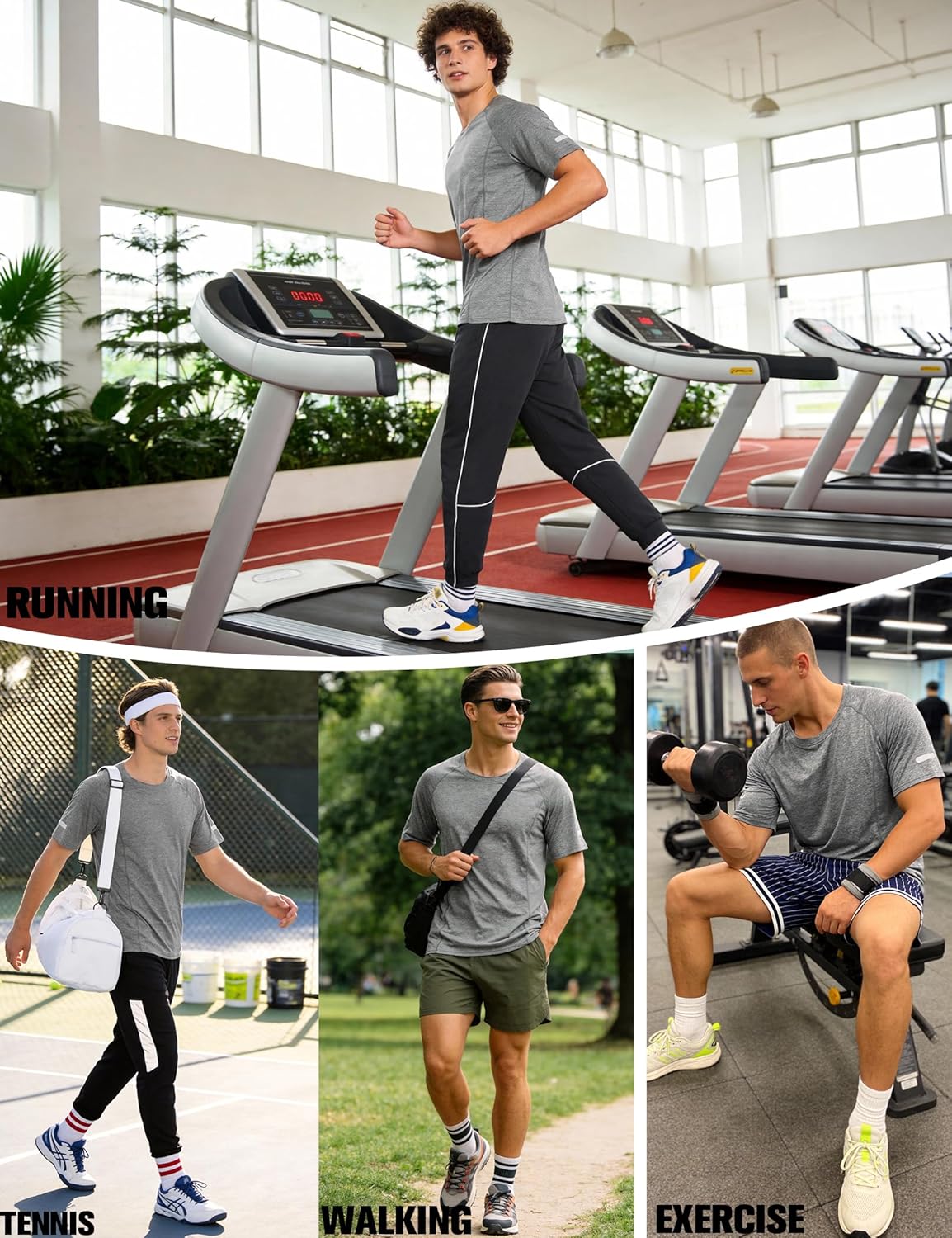 Thumbnail 5 de Wayleb Maglietta Sportiva Uomo traspirante in tessuto tecnico elastico per palestra e corsa (maniche corte)