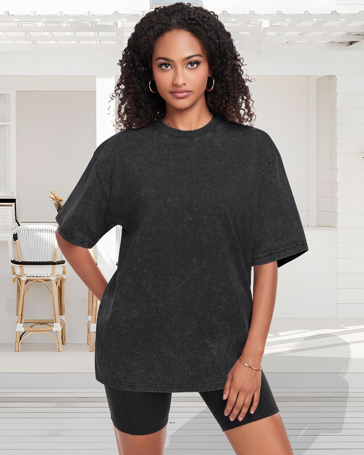 Thumbnail 2 de ADOREJOY Oversized T-Shirts for Women: Short Sleeve Crew Neck Vintage Washed Basic Loose Casual Tees (2026)