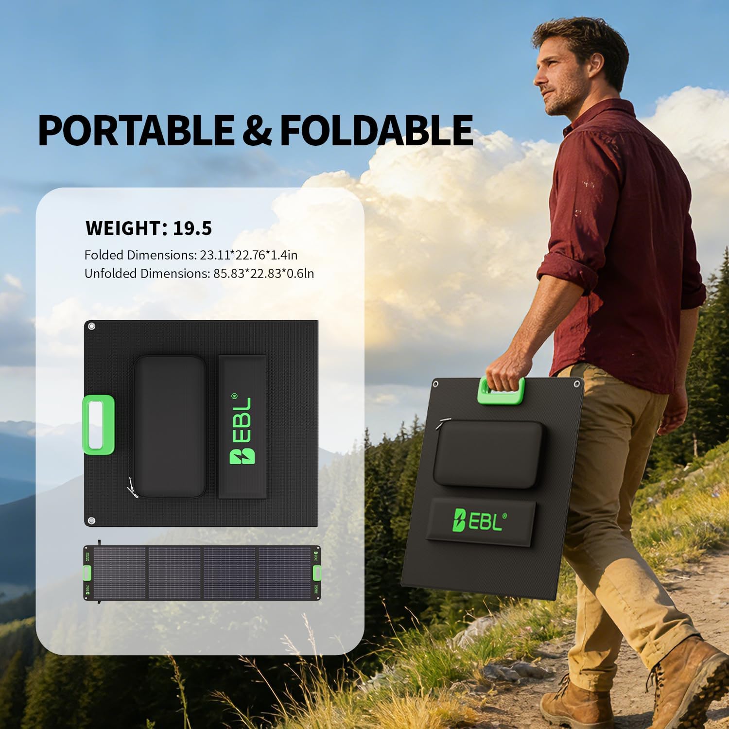 Thumbnail 4 de EBL 200W Portable Solar Panel for Power Station
