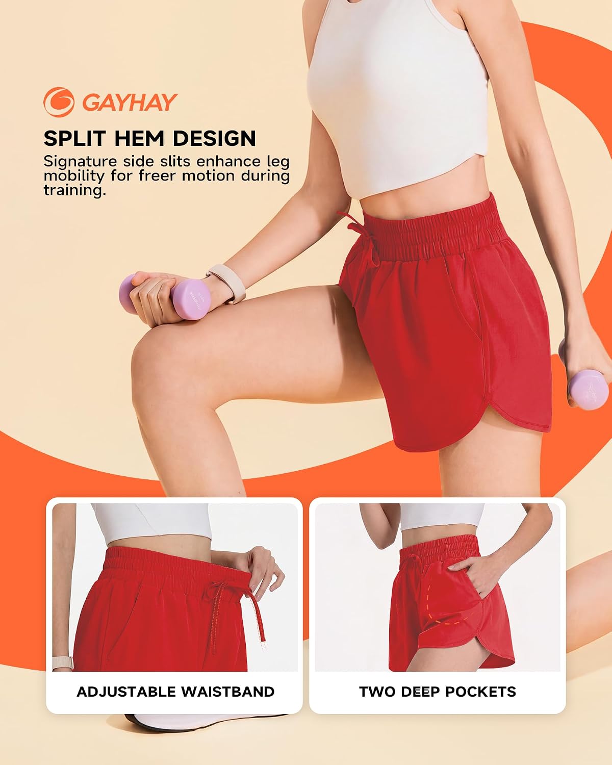 Detalle de GAYHAY Women's Running Shorts Polyester