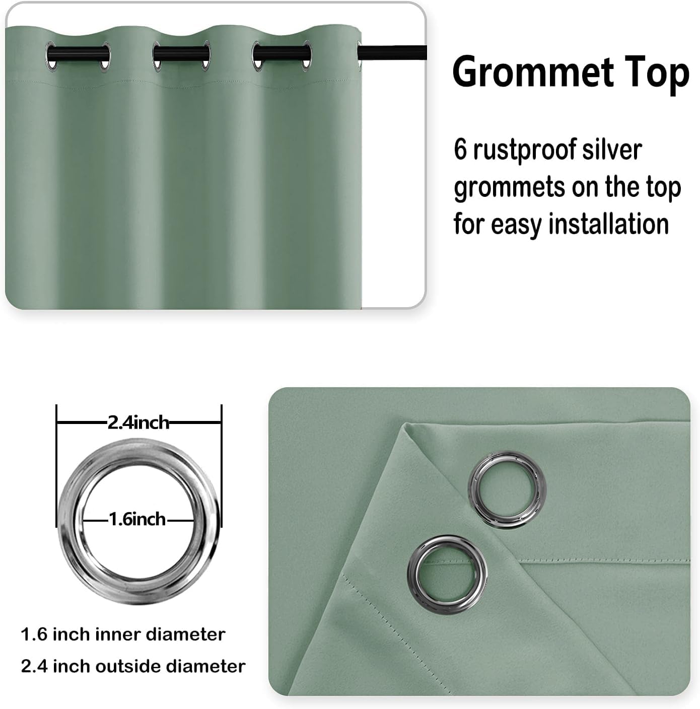 Thumbnail 2 de DWCN Blackout Curtains 52x63 Sage Green