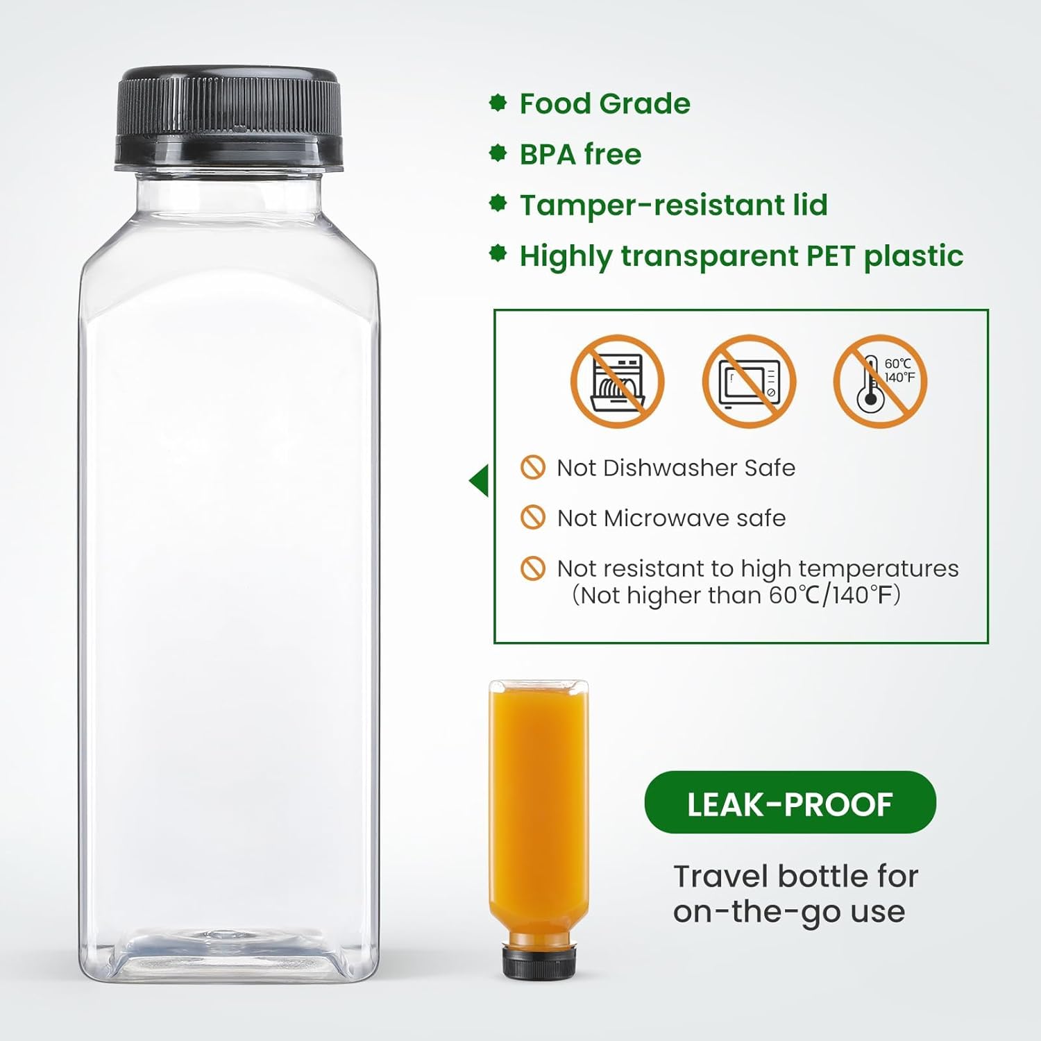 Thumbnail 3 de 12 oz Reusable Juice Bottles with Lids & Funnels (24 Pack)