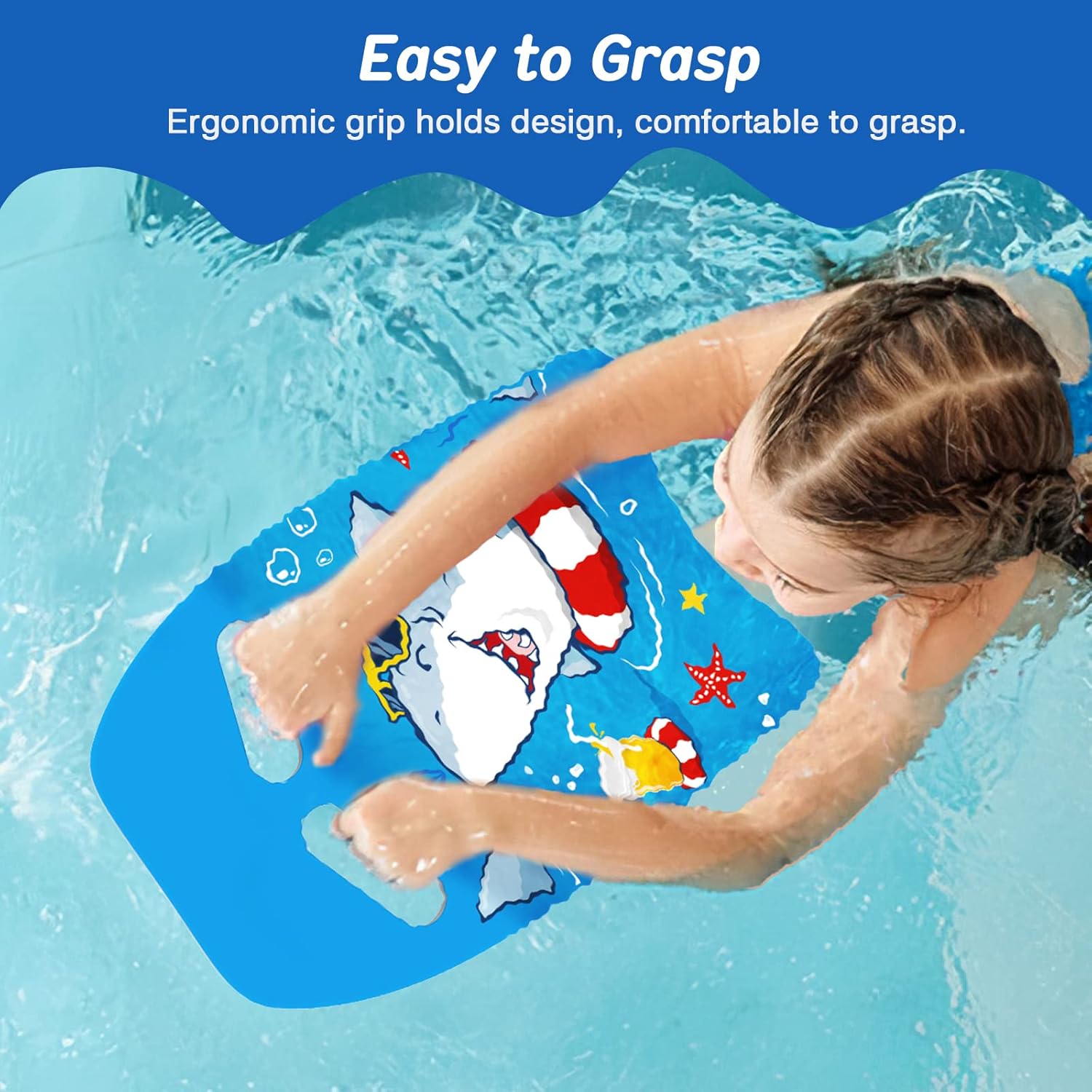 Detalle 2 de MoKo Schwimmbrett mit Griffen (Kickboard) für Kinder und Erwachsene – Cartoon Swim Float Trainingsausrüstung