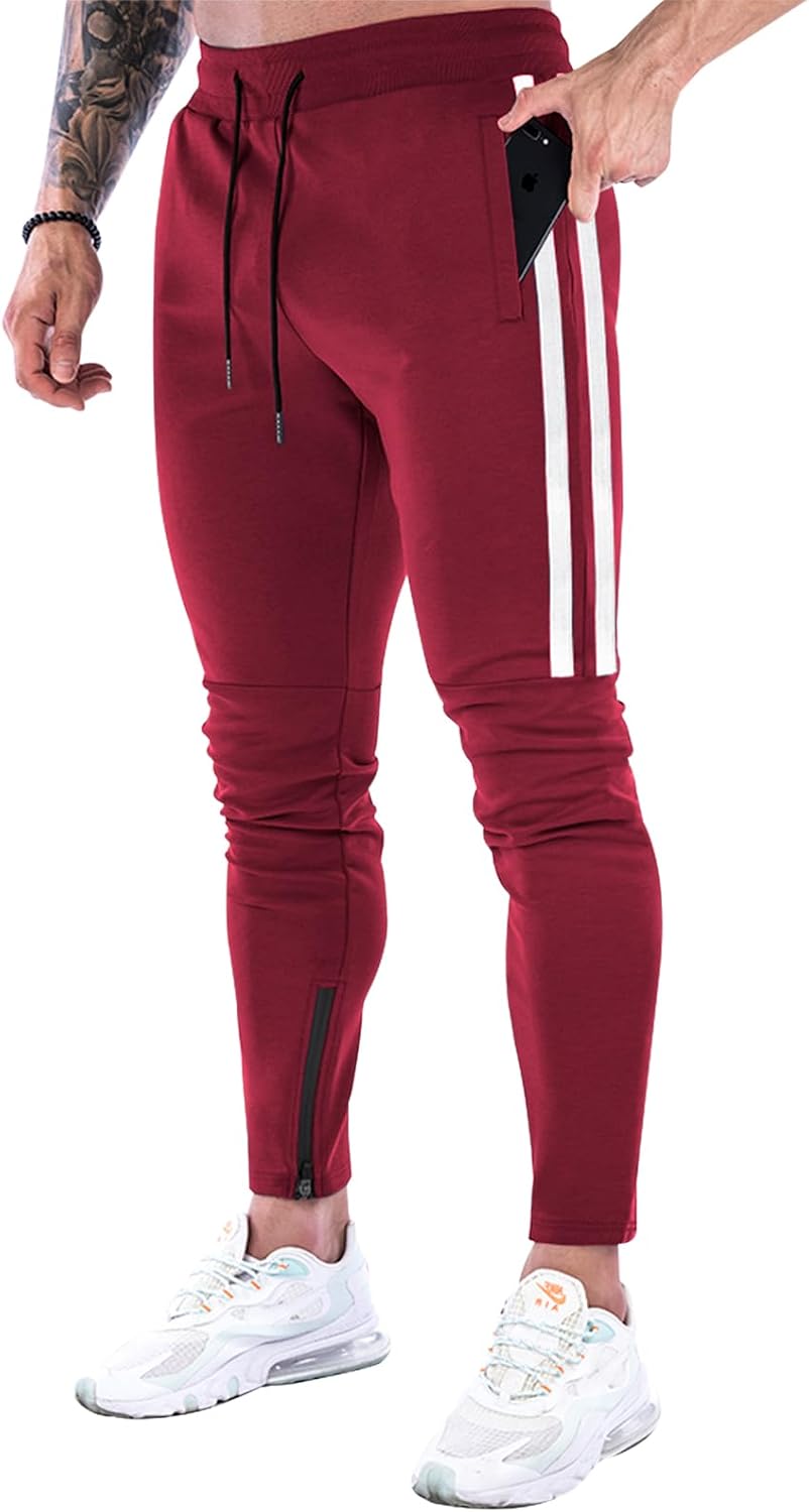 Detalle de Suwangi Pantaloni Tuta Uomo Slim Fit con Tasche Zip