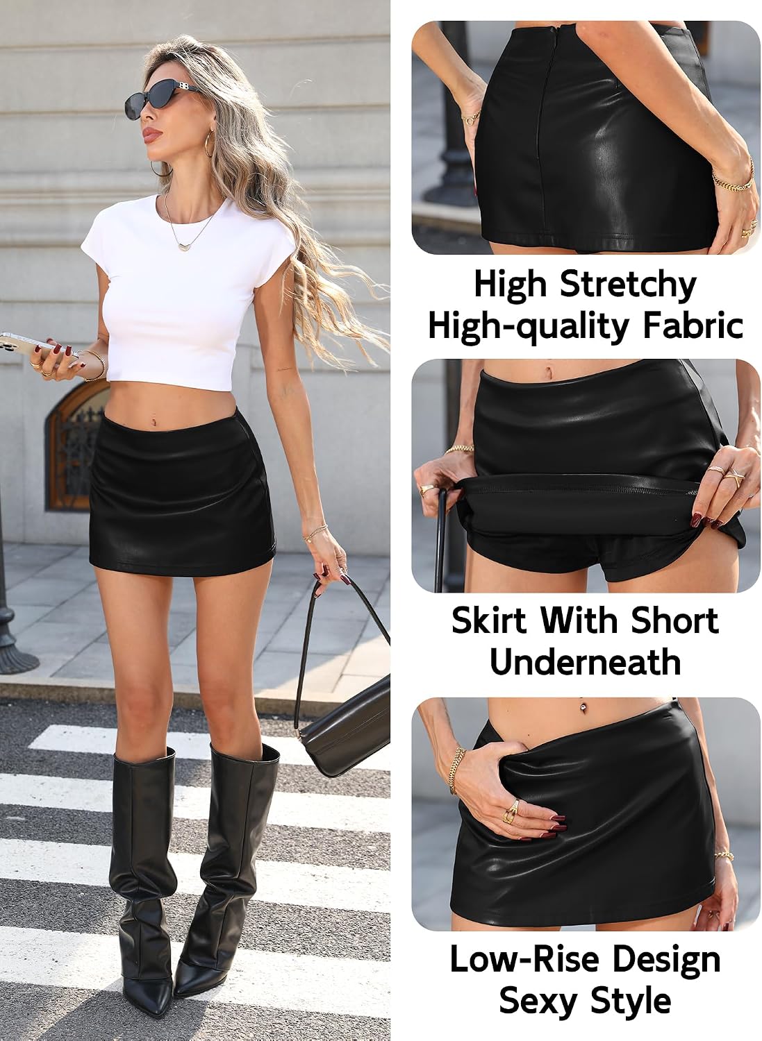 Detalle 1 de ELLEVEN Leather Mini Skirt