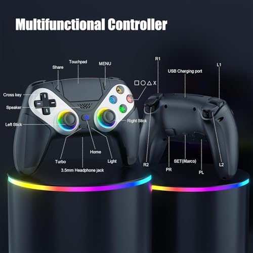 Thumbnail 2 de Dinosoo Manette sans fil RGB pour PS5/Pro/Slim/PC avec palettes arrière et fonctions avancées