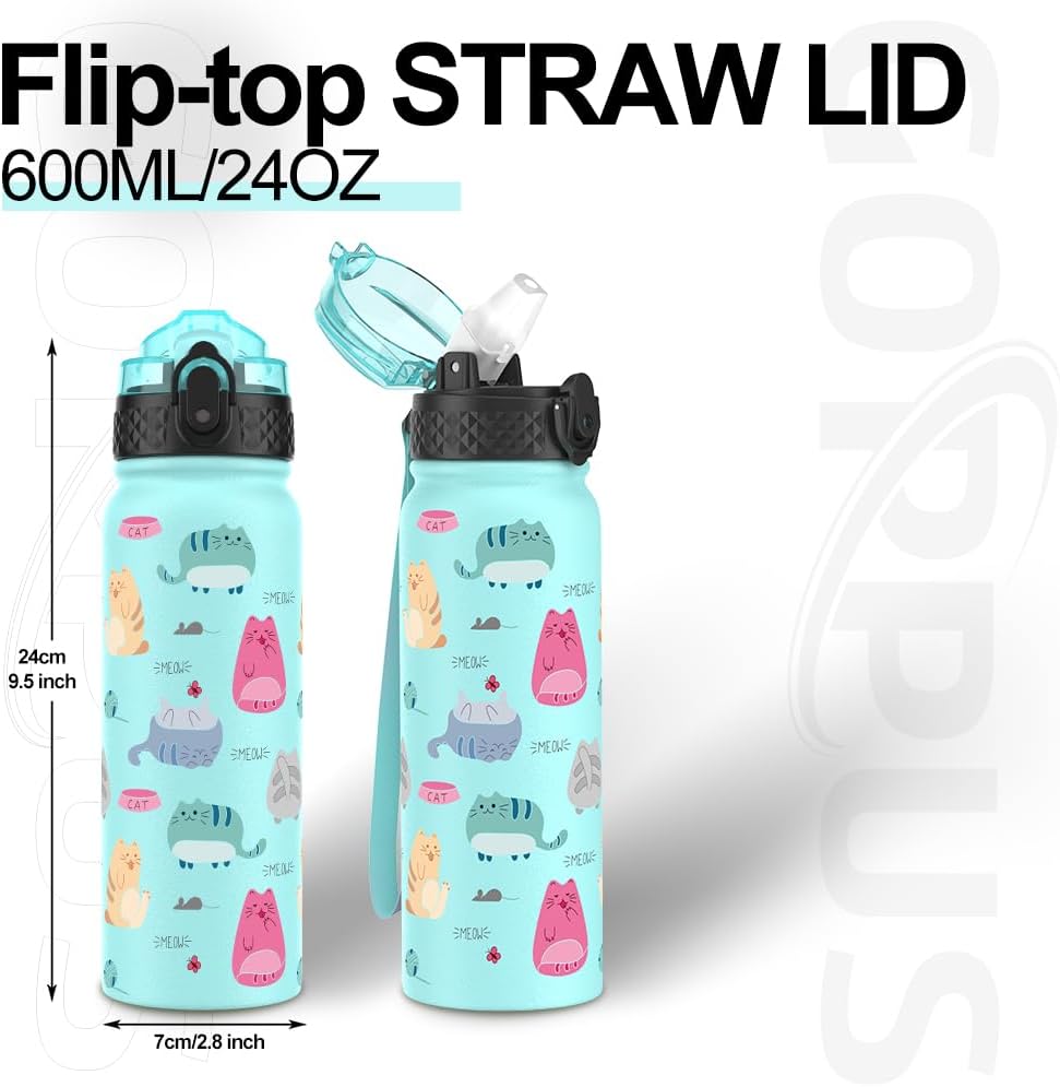 Thumbnail 3 de GOPPUS 600ml stainless water bottle with straw vacuum insulation and leakproof flip-top lid