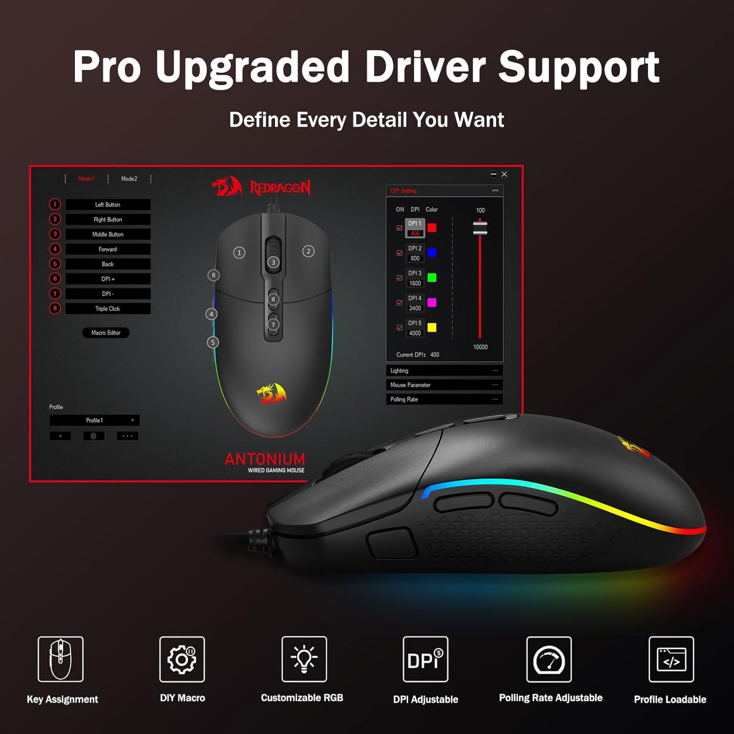 Thumbnail 6 de Redragon M719 Antonium RGB Gaming Mouse