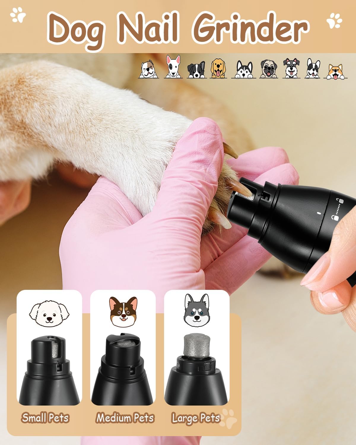 Detalle de Cussity 4 in 1 Dog Clippers for Grooming – USB-C Rechargeable, Two Speeds, Nail Grinder