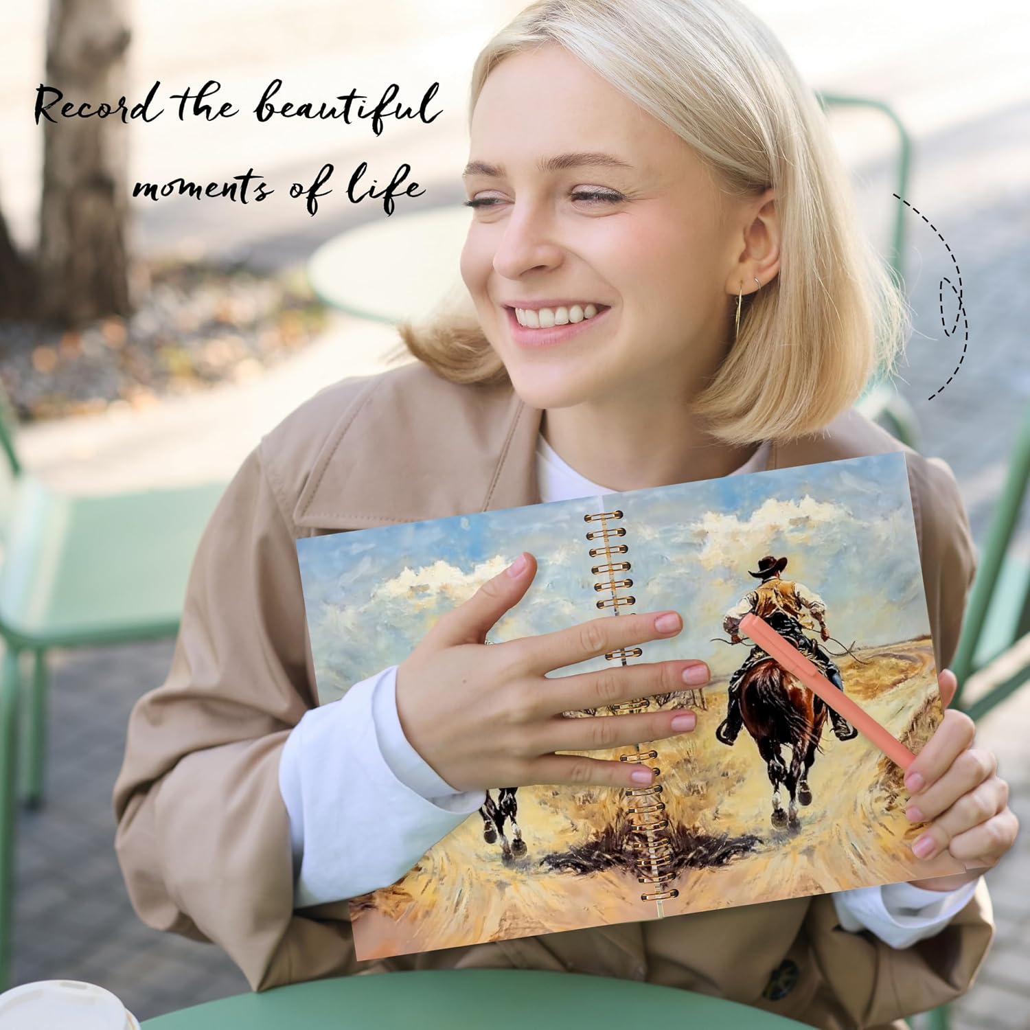 Detalle de LADOCK Rustic Western Cowboy Spiral Notebook, 5.5 x 8.3-Inch Hardcover, 164 Pages