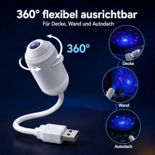 Detalle de Lwloltio HD Smart Dynamic 5D Galaxy Projektor – 24 Filme, USB, 360° Verstellbar