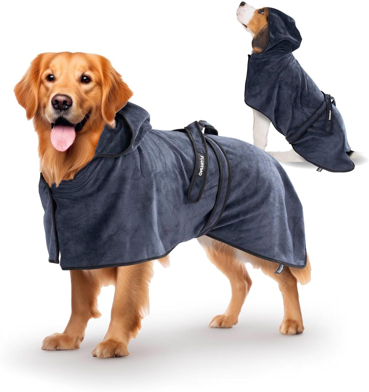 Detalle de FLUFFINO Hundebademantel Dunkelblau Gr. M