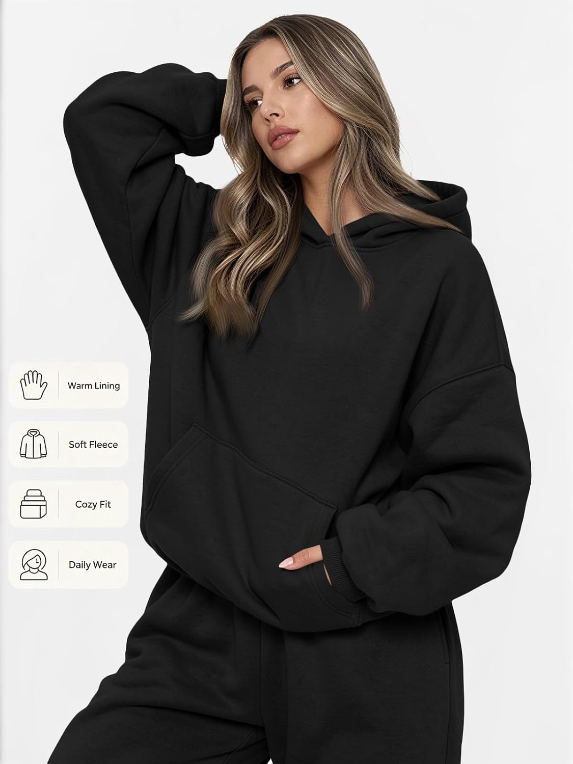 Detalle de AUTOMET Women's 2-Piece Lounge Hoodie Sweatsuit Set (Plus Size)
