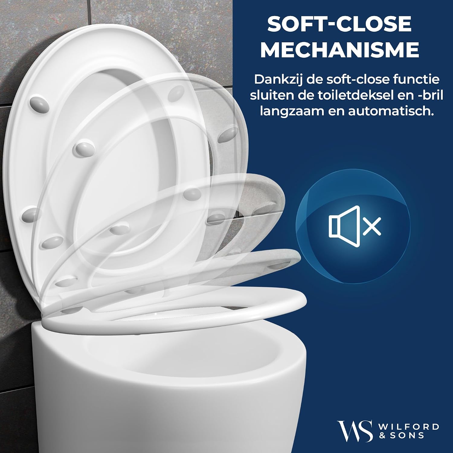 Detalle de Wilford & Sons O Shape toiletbril, O-vorm met softclose en quick release