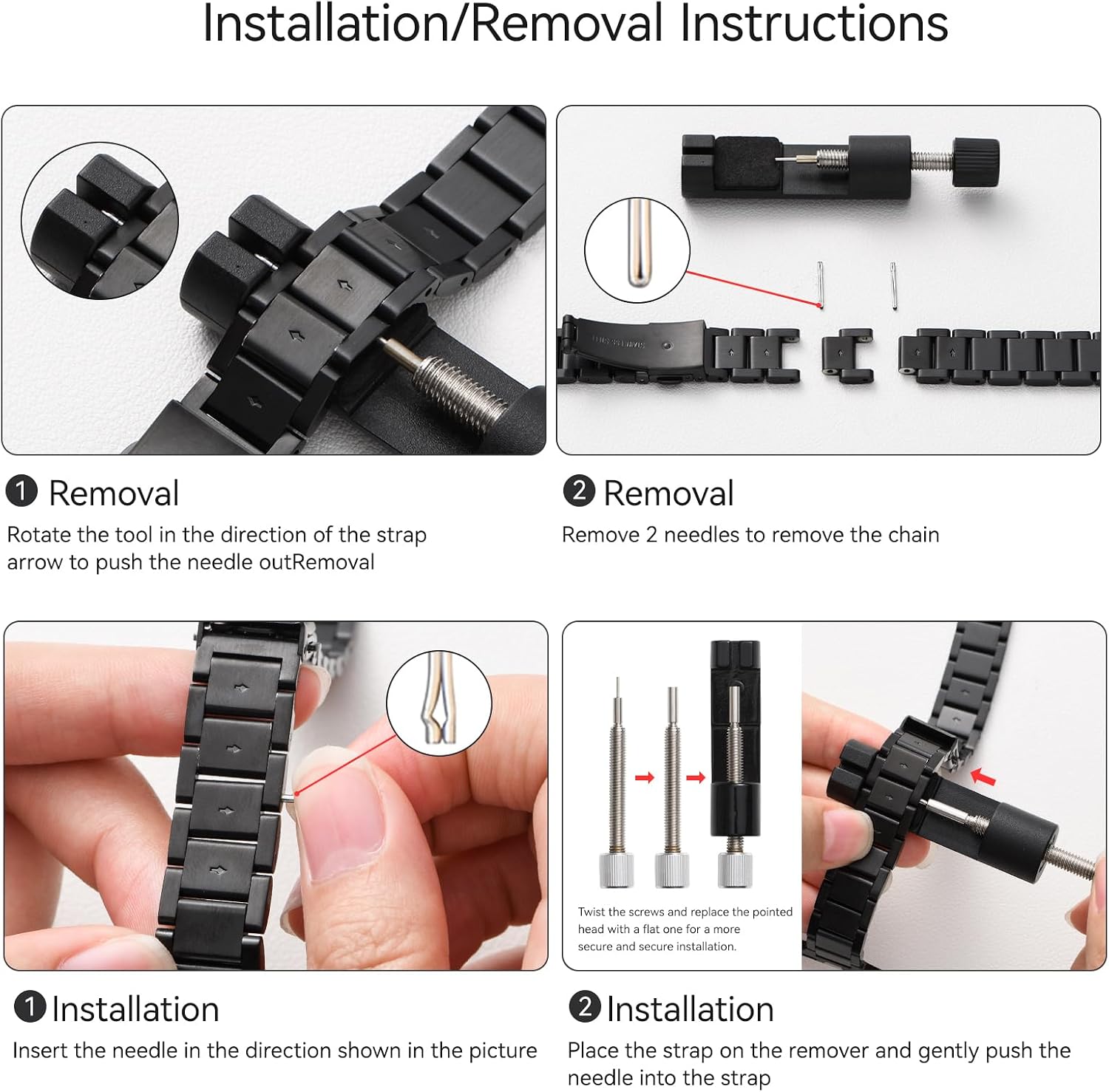 Detalle de WFEAGL Slim Straps: Stainless Steel Replacement Band for Apple Watch (40/41mm, 38/42mm) – Black
