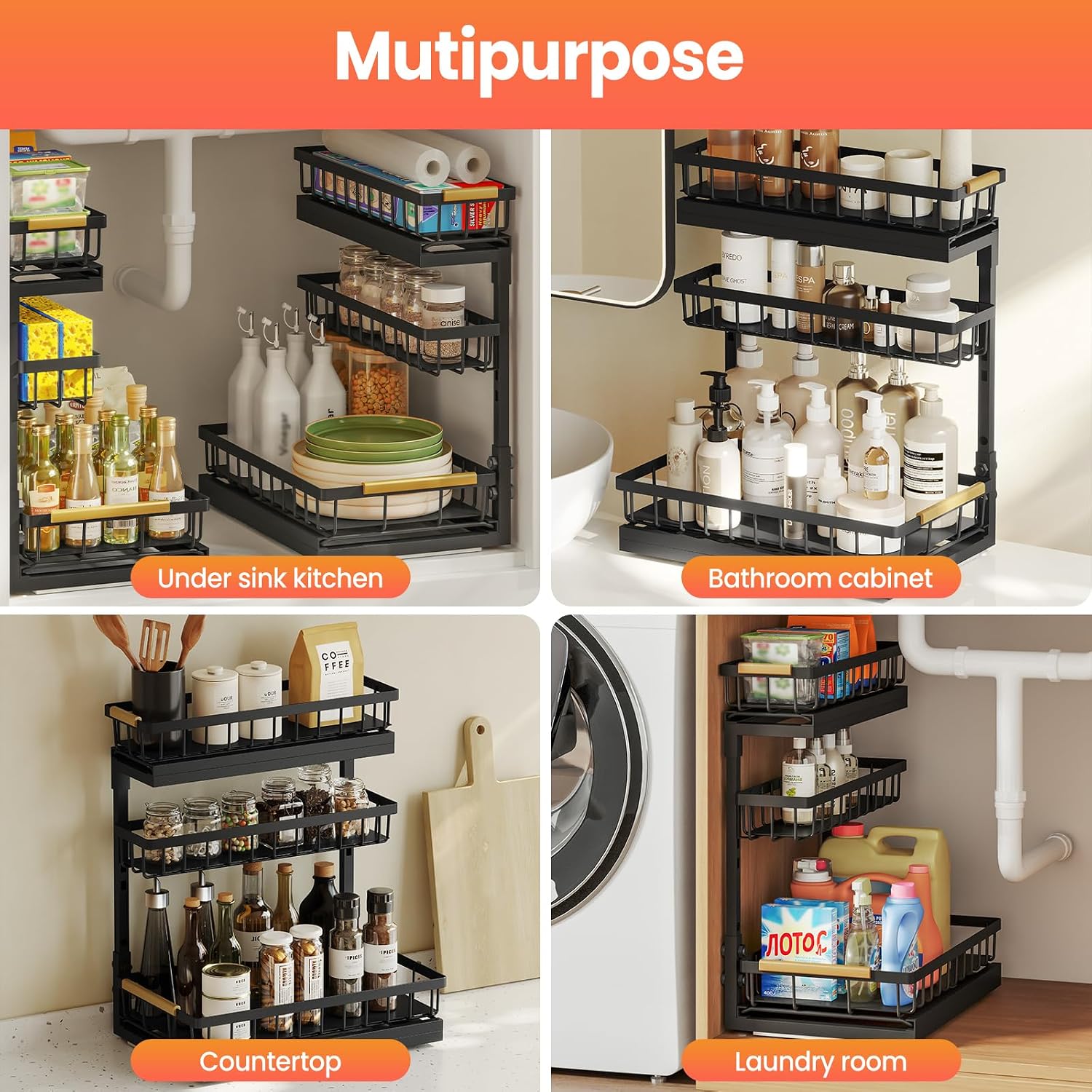 Thumbnail 6 de Aekenr 3-Tier Under Sink Organizer & Pull-Out Storage (2-Pack) for Kitchen & Bathroom Cabinets