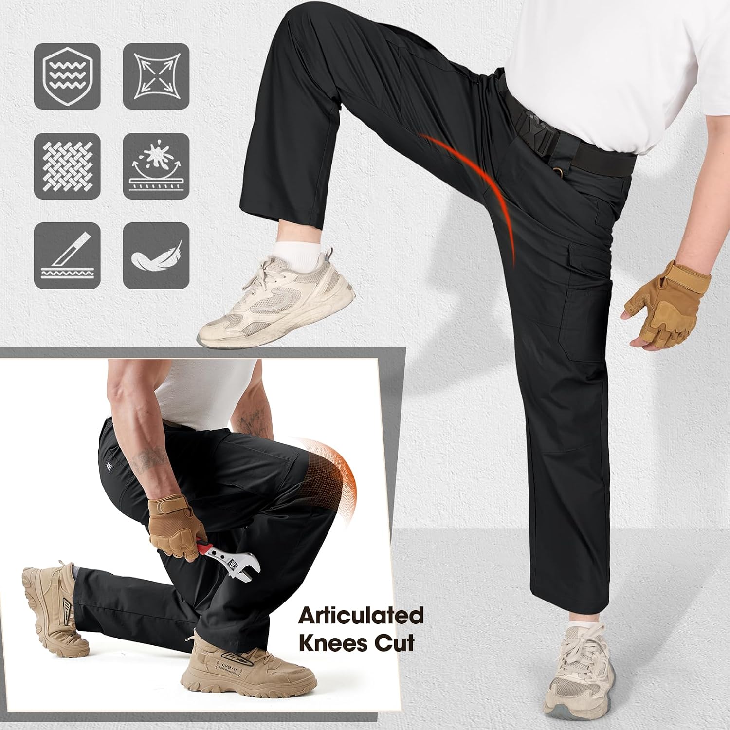 Detalle 2 de IGOLUMON Mens Work Trousers Cargo Stretch