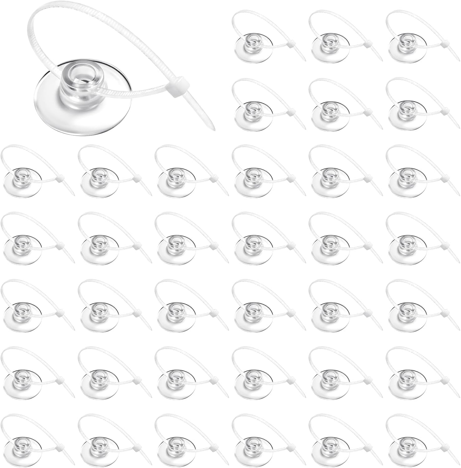 40 Pcs Aquarium Suction Cups with 40 White Cable Ties – Practical Set for Tank Accessories