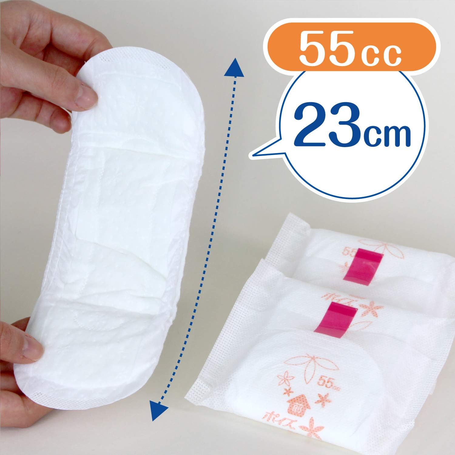 Detalle de ポイズ 肌ケアパッド 女性用吸水パッド 55cc・23cm 中量用 28枚×6パック