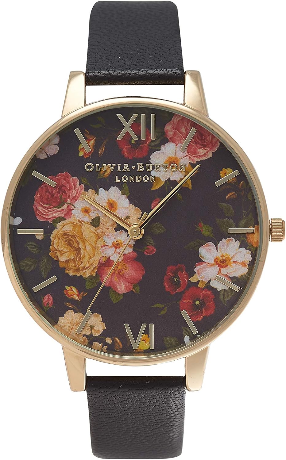 Detalle de Olivia Burton OB14WG01 : Montre analogique femme à quartz avec bracelet en cuir noir