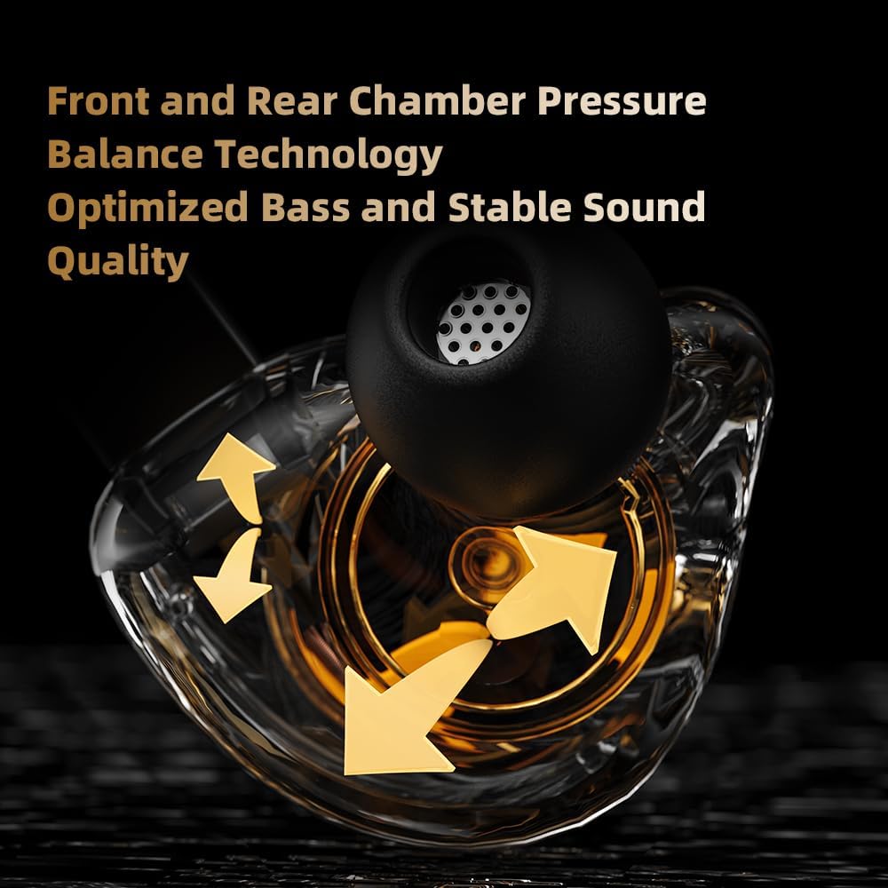 Detalle 2 de Piluyaa Wired Gaming Headphones (QKZ ENZO IEM) with 11mm Dynamic Driver, Bass Tuning & 3.5mm Mic (Black)