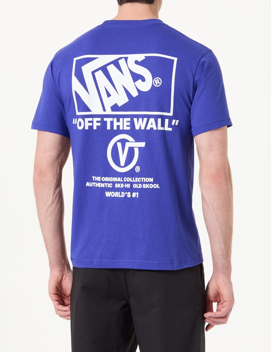 Detalle de Vans maglietta uomo con grafica e schiena accatastata Black/White in 100% cotone