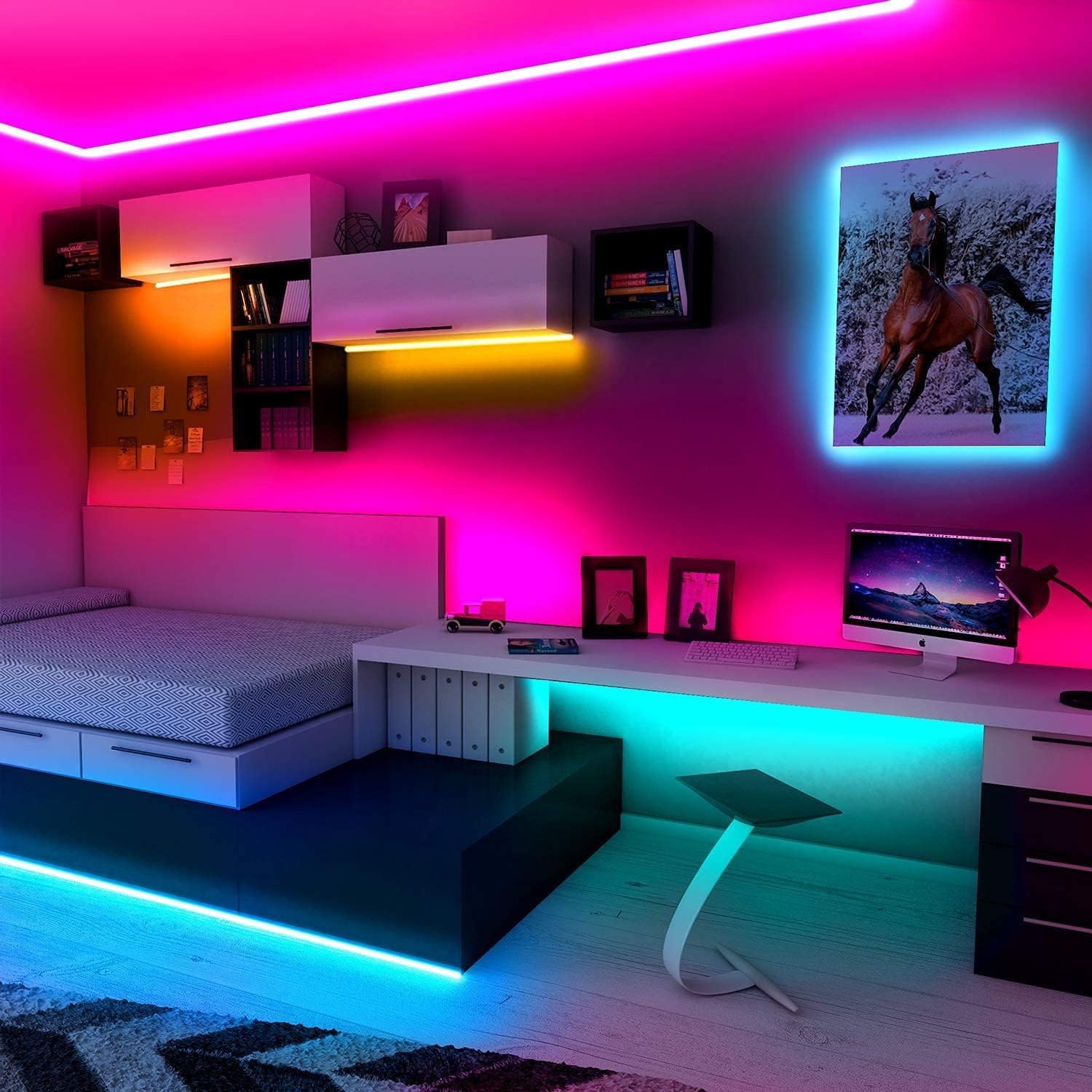 Detalle de phopollo 30m LED Strip Light: RGB Music Sync, Smart App & IR Remote, 24V, 2x15m Rolls