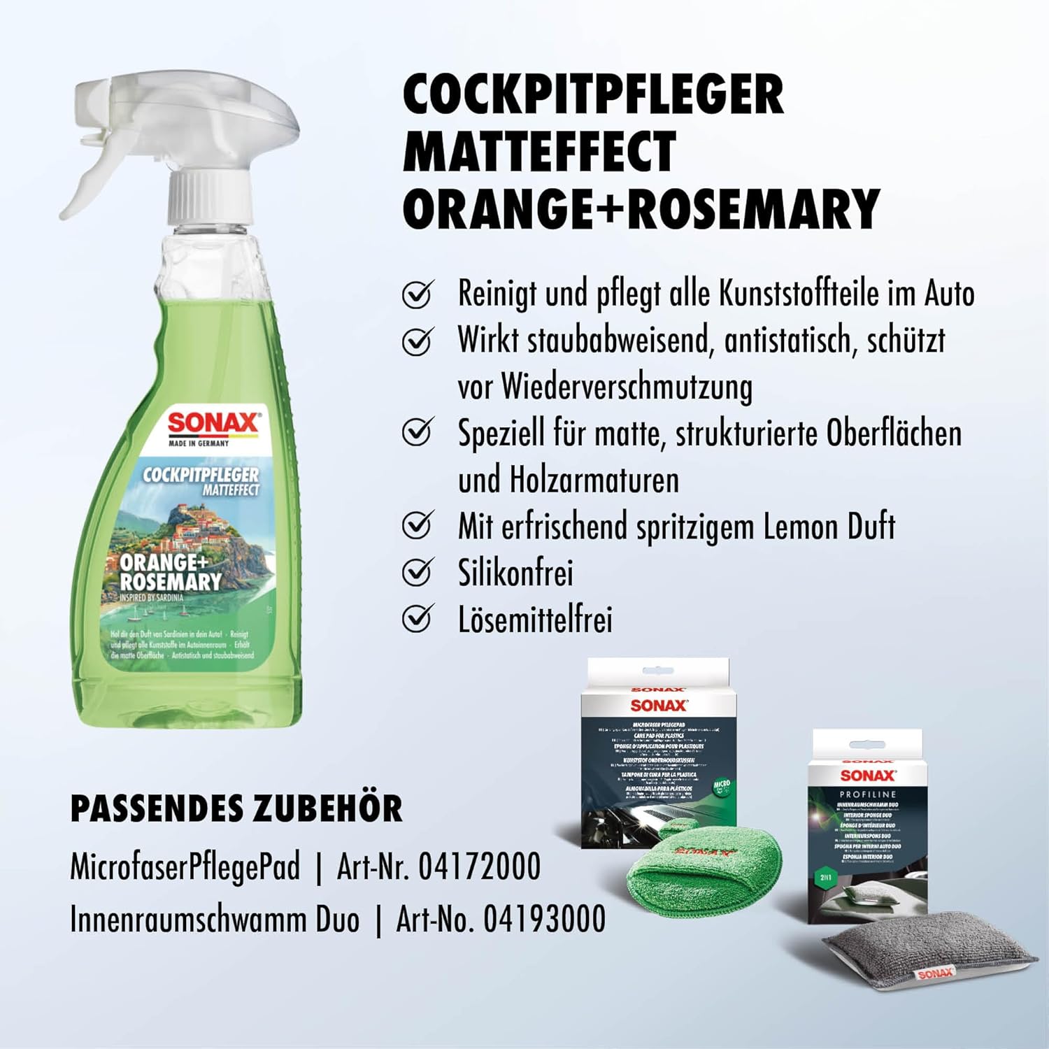 Thumbnail 2 de SONAX CockpitPfleger Matteffect Orange+Rosemary (500 ml) – Kunststoffreiniger für matte Oberflächen