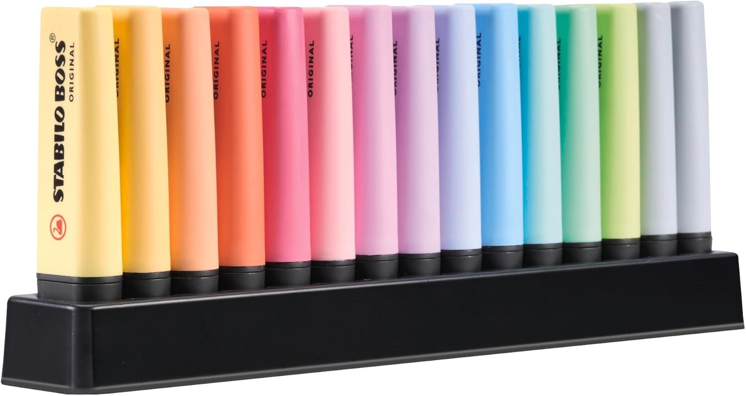 Detalle de STABILO BOSS ORIGINAL Pastel Deskset – 15 highlighters in 14 pastel colours