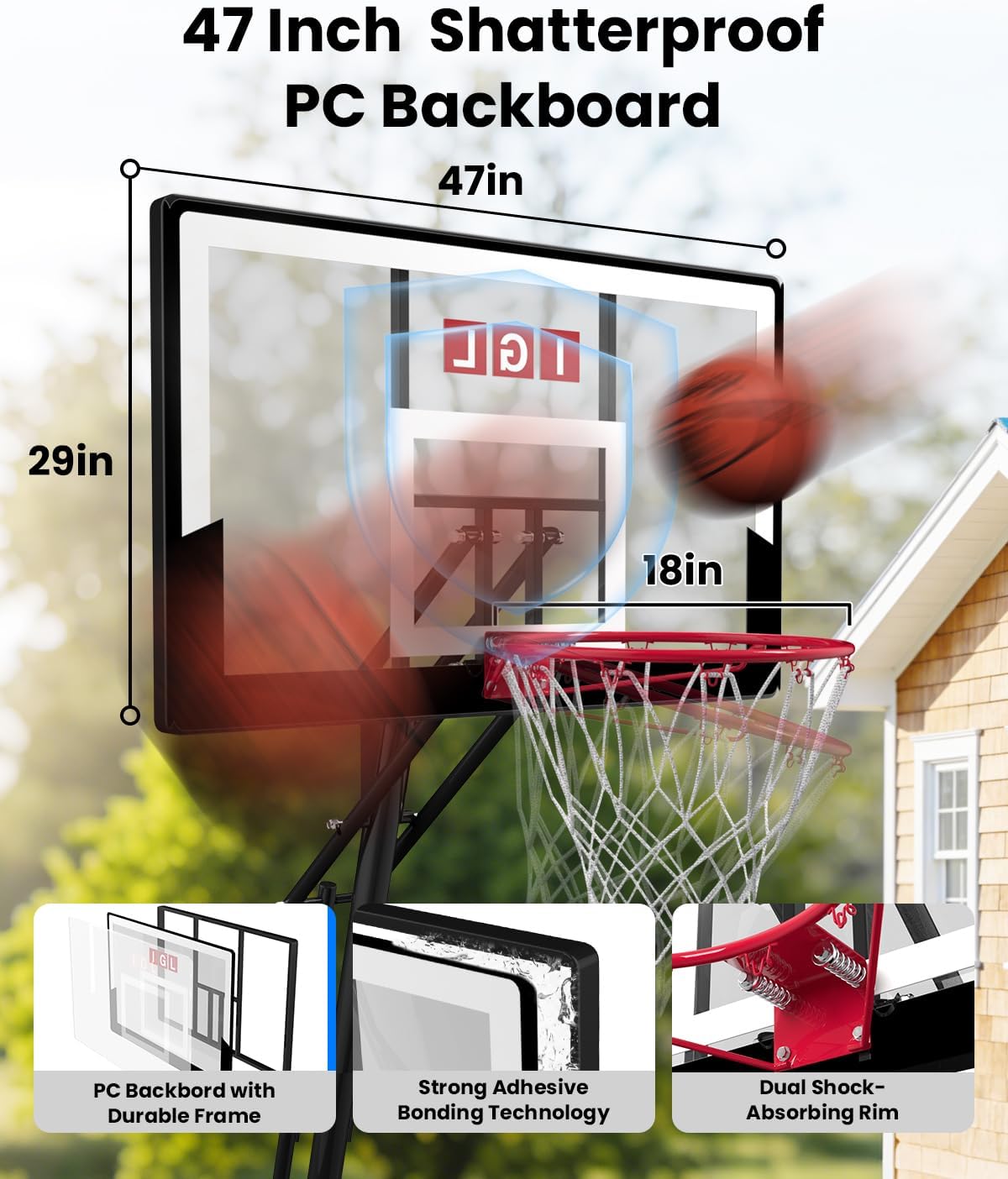 Detalle 2 de IGL Adjustable Basketball Hoop 10 ft