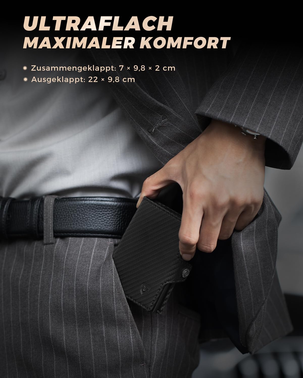 Thumbnail 5 de LORZOR Slim Wallet mit XXL‑Münzfach 9,8 x 7 x 2 cm