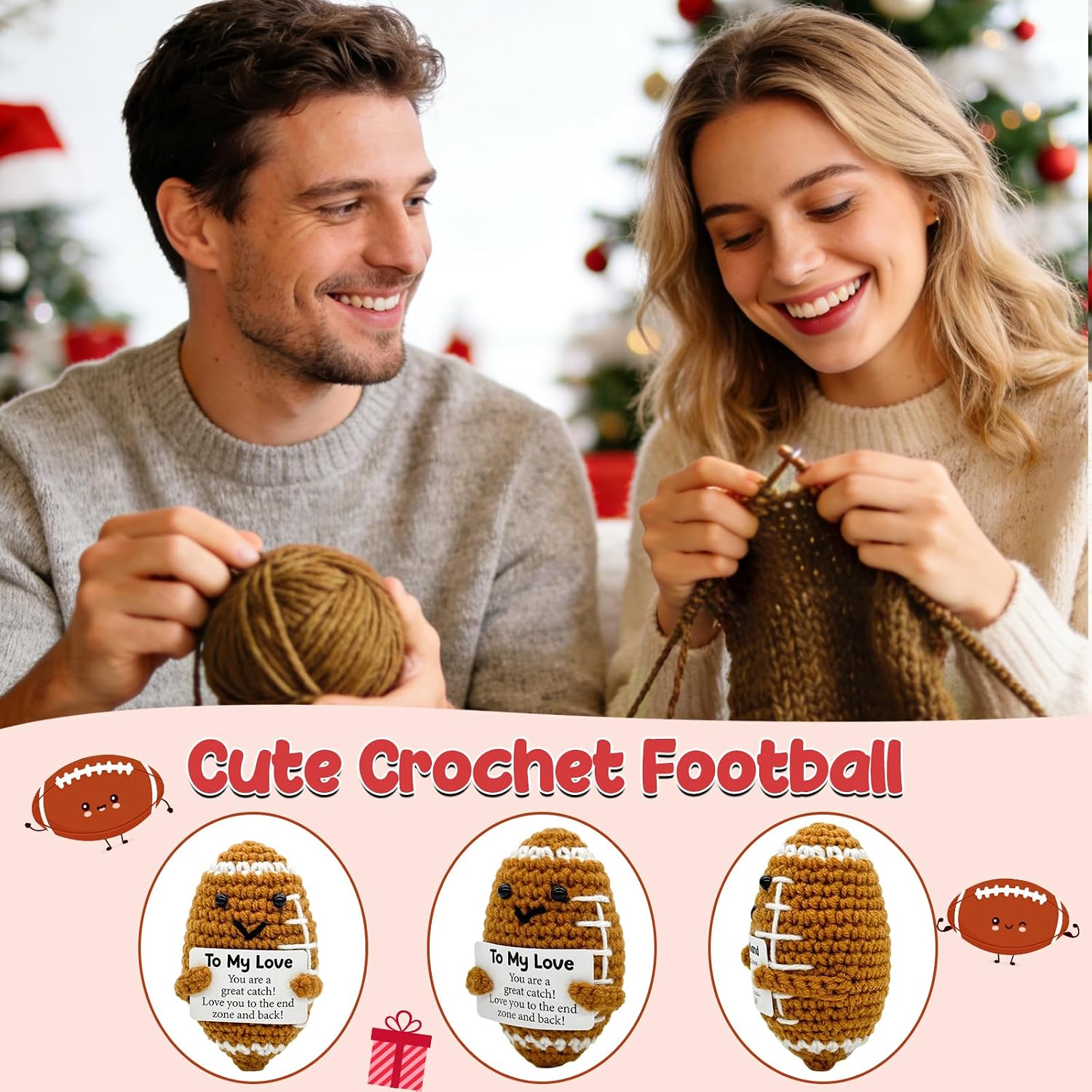 Thumbnail 3 de Haibeot Handmade Crochet Mini Football Gift with Romantic Message