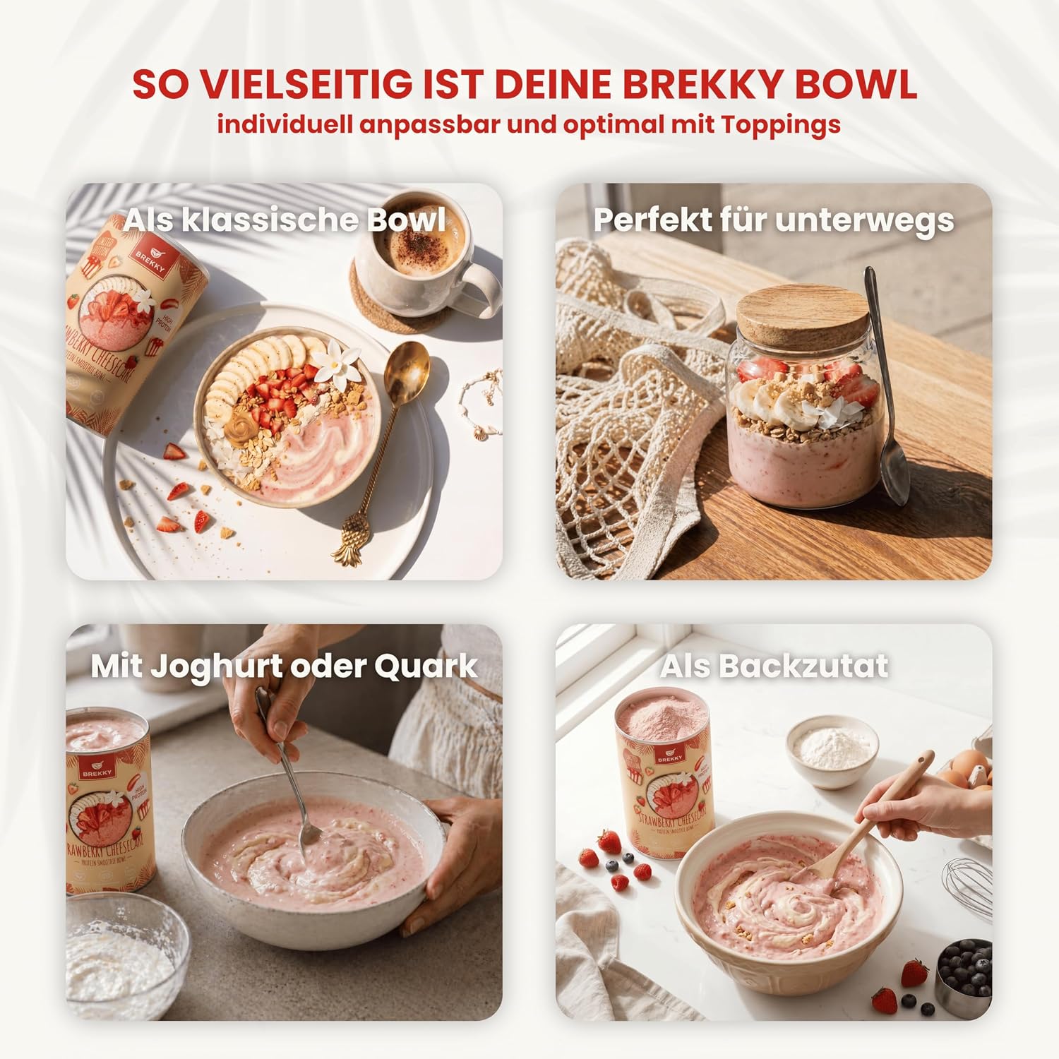 Detalle 2 de BREKKY Protein Cheesecake – Smoothie Bowl, vegan, 100% natürliche Zutaten, ohne Zuckerzusatz