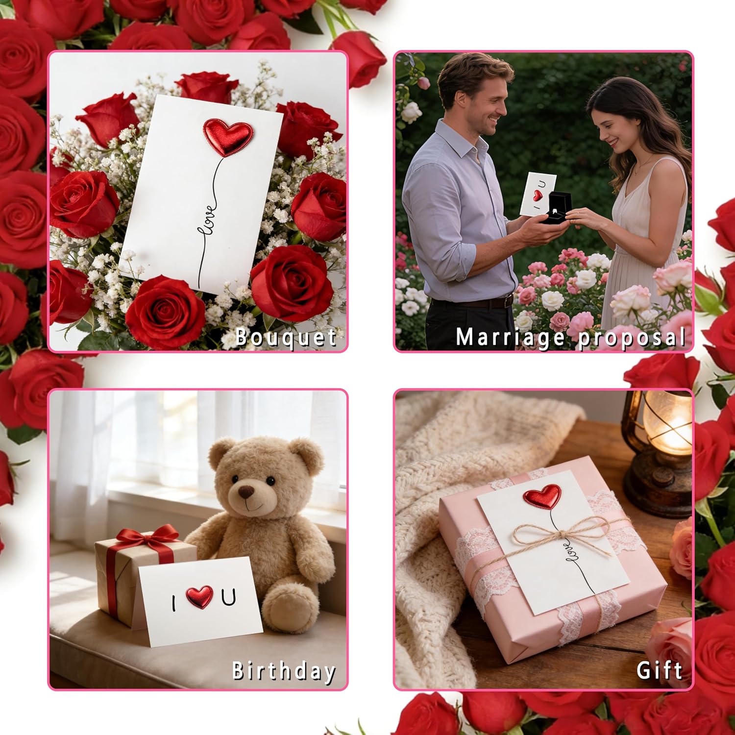 Thumbnail 4 de Xcdhemde 4 Biglietto D'auguri D'amore - 10x15 cm, 2 design 'I Love You' e 'Love' con 4 bustine