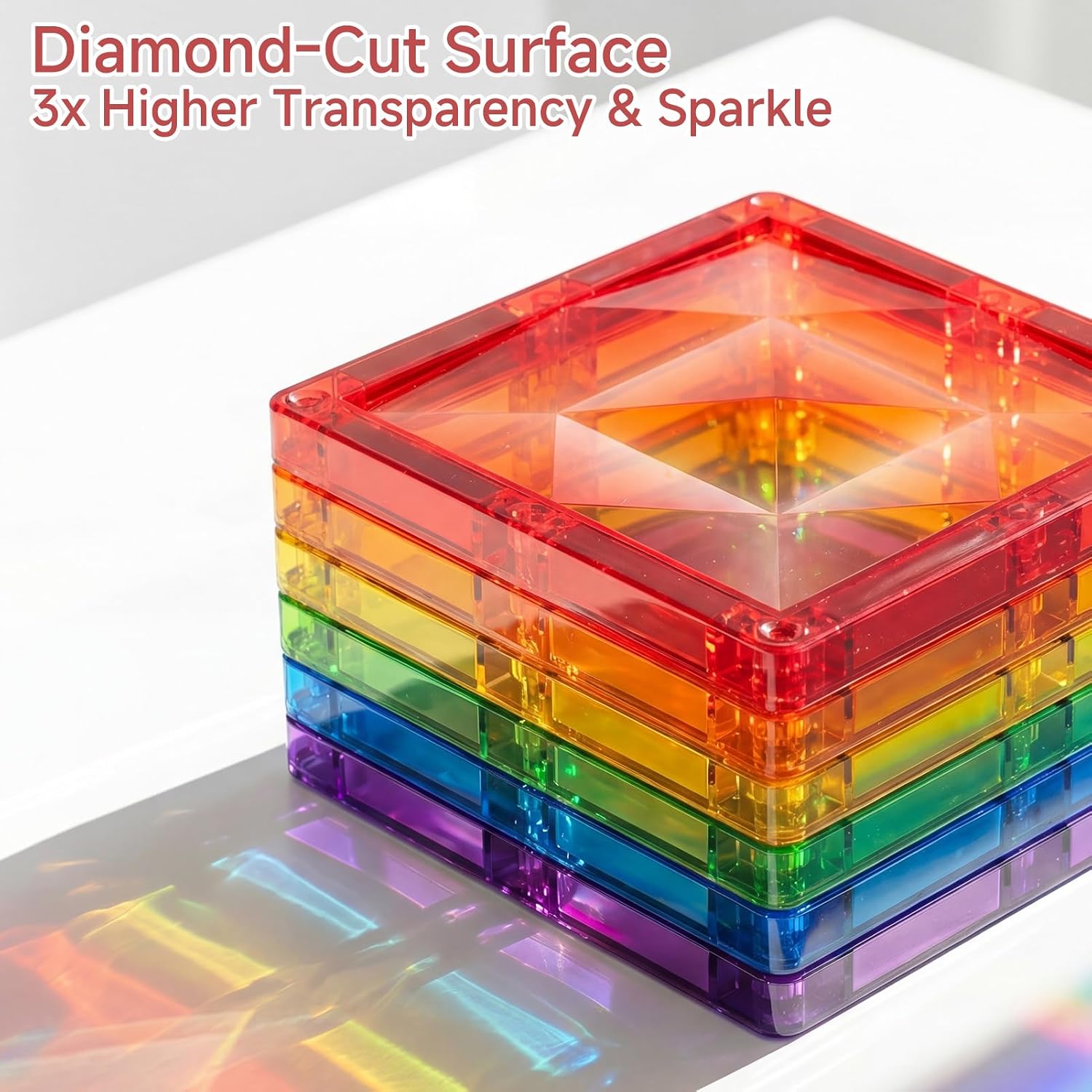 Detalle de STEM MATCH Diamond Magnetic Building Tiles, 48-Piece Set with 7.5cm Tiles and Tin Box