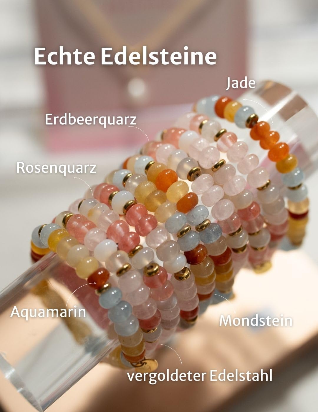 Thumbnail 3 de Happymaker Perlenarmbänder bunt – Unikate mit echten Edelsteinen, handgefertigt in Deutschland