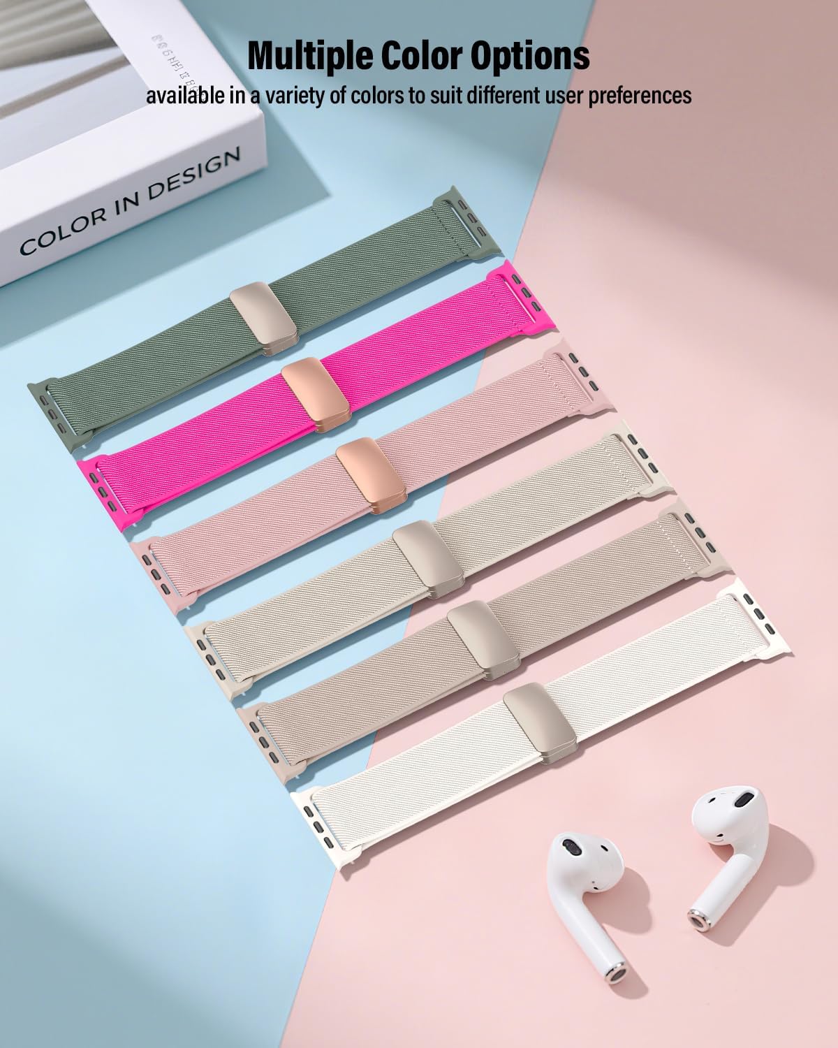 Thumbnail 1 de Magnetic Elastic Nylon Apple Watch Strap (38–49mm): Stretchy, Breathable Comfort for All-Day Wear